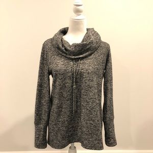 Cable & Gauge cowl neck sweater buttons